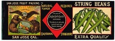 ORIGINAL C1890 CAN LABEL BEAR EAGLE SAN JOSE SANTA CLARA CALIFORNIA STRING BEAN picture