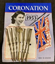 Queen Elizabeth II Coronation Commemorative 1953 Bobby Pins on Card NOS picture