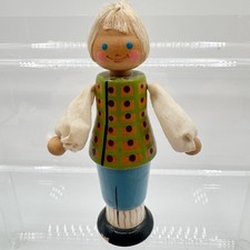 Vintage Salvo Wood Doll  Made in USSR  Hand Painted Folk Art Russian Figurine 4