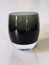 Glassybaby Smoky Gray Handblown Art Glass Votive Candle Holder Clear Base picture