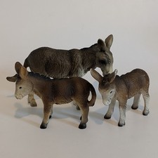 Schleich LOT of 3 Donkey 1989 2002 baby foals momma babies  family donkeys farm picture