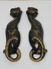 (2) Large Vintage 1962 MCM Cats Red Eyes Chalkware Universal Statuary Corp 19