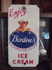 VINTAGE BORDENS PORCELAIN SIGN OLD ELSIE COW DAIRY FARM MILK ICE CREAM CHEESE picture