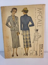 1935 McCall 8762 Junior Miss Two Piece Suit Sewing Pattern Size 16 Bust 34 picture