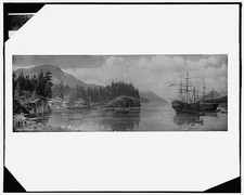 Photo:Harbor Village Ships Sailing Vessels Coastal Scene 1900s picture