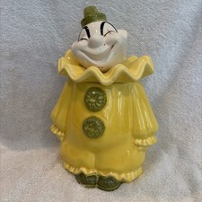 Vintage Metlox Yellow Clown Cookie Jar Poppy Trail California 13 Inches Tall picture