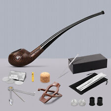 MUXIANG Churchwarden Pipe Wenge Wood Tobacco Pipe Handmade Long Bent Stem Pipe  picture