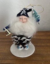 Vintage Christopher Radko For Shiny Brite Pinecone Gnome Ornament Beard Tree 3” picture