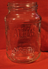 Vintage 12 oz Square Atlas Mason Jar Clear Glass (10 oz Mark) Pristine picture