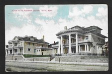 Butte Montana MT Residence Section Mansions 1909 Postcard Fargo ND Flag Cancel picture
