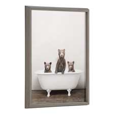 Kate and Laurel Blake Three Little Bears Bathtub Framed Wall Art 18x24 Gray picture