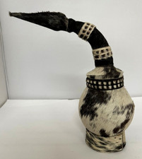 Cultural ~ Leather Hide Covered Gourd Vessel ~ Water/Oil Container Origin Unknow picture