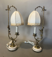 Pair of Vintage Antique French Victorian Floral Vanity Boudoir Table Lamps picture