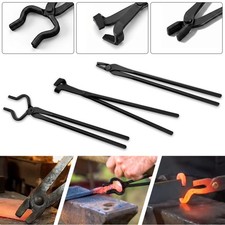 3PCS Steel Blacksmith Tongs Set -V-Bit Blade,Flat,and Assembled Tongs for Making picture