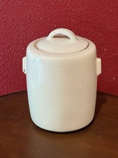 Vintage McCoy White Cylinder Cookie Jar W/Double Handles, 1940’s picture