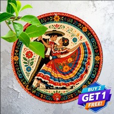 Romantic Mexican Tango Dance Couple Round Sign Passionate Latin Ballroom Art picture