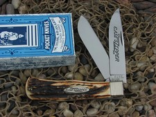 Case XX Classic 1993 Zipper Burnt Stag Bullet Trapper with Carbon steel 5223 picture
