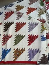 Vintage Block Quilt Machine Quilted 75x84 Made 1983 picture