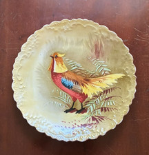 ANTIQUE BLAKEMAN & HENDERSON LIMOGES HAND PAINTED GAME BIRD CABINET PLATE EC picture
