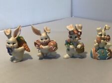 Vintage Easter Bunny Girl/Boy Figurines Item #5533 By Russ Berrie & Co Set of 4 picture