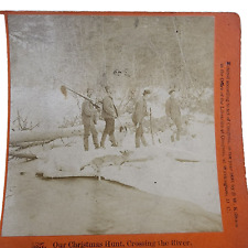 Antique Stereoview Card, Christmas Hunt 1890, B W Kilburn picture