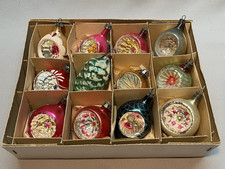 Vintage Poland 12 pc Mixed Lot of Christmas Ornaments - Indents Mica Pinecone  picture