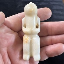 Pre Columbian High Detail Human Effigy Inca Idol White Jade Peru 551 picture