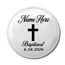 Custom Laser Engraved Baptism Coin Name + Date Religious Keepsake Godparent Gift picture