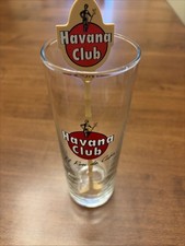 Vintage Havana Club Rum El Ron de Cuba Highball - Collins Glass 5 1/2” W/Swizzle picture