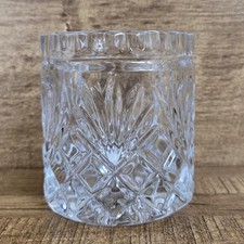 1940s Spooner Waffle Fan Pattern Lead Crystal USA Vase Utensil Holder Heavy picture
