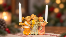 Vintage Lilian Vernon 510Q Triple Angel Candleholder Italy 5570 w/ Box picture