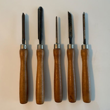 VINTAGE QUALITY 5PC WOOD TURNING CHISEL SET picture