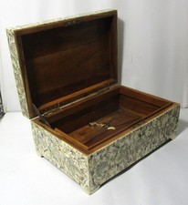 Large Mid-Century Hand-Made TESSELLATED BONE Wood Jewelry Cigar Box from INDIA* picture