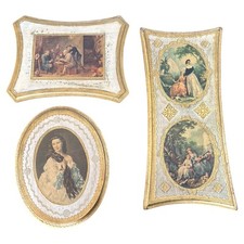 Vintage Florentine Gold Wood Plaques Italy Beautiful Wall Art Decor Set of 3 picture