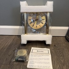 Vintage NOS Bulova Grand Prix Executive Desk B1704 Mantel Shelf Clock NEW picture