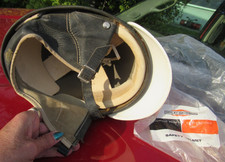VINTAGE HARLEY DAVIDSON MOTORCYCLE HALF HELMET EARLY MCHAL ? ROAD RIDER BUCO ? picture