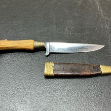 VTG RARE GERMAN HUBERTUS SOLINGEN ROSTFREI HUNTING BOOT KNIFE HORN HANDLE SHEATH picture