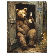 Hamm's Beer Bear Outhouse Art Print Advertising Bathroom Artwork Decor Collector picture