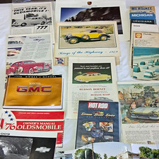 Lot Of Vintage Automotive Ephemera 4 Dealer Ad Cards 3 Manuals 2 Calendars DVD picture