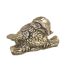 Vintage Pewter Mini Bird With Worm On Branch 2 In Great Detail Small Collectible picture