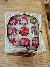 Vintage Shiny Bright Stencil Glass Ornament Lot 7 Flying Doves Birds Red USA picture