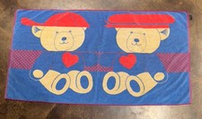 VTG 90s TerriVille Teddy Bear Beach Towel Retro Kawaii Cottagecore 52.5x27.5” picture