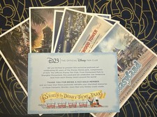 Disney D23 65 Years Theme Parks 2020 Gold Member 6 Postcard Set picture
