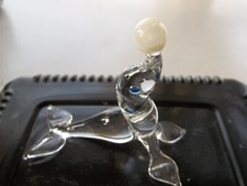 Vintage Crystal Seal Balancing Frosted Ball on Nose Figurine picture