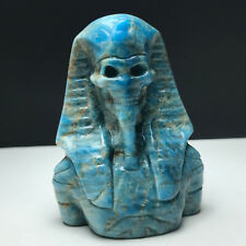 265g Natural Crystal Mineral Specimen. Blue Apatite. Hand-carved. Pharaoh Skull picture
