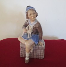 DAHL JENSEN (DJ) Copenhagen Porcelain Girl with Christmas Goat # 1158 picture