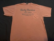 Harley Davidson, Moscow-Russia orange pocket Vintage tee picture