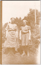 c1909 Two Women in Long Dresses Headscarves RPPC Postcard Rural Outdoor Portrait picture
