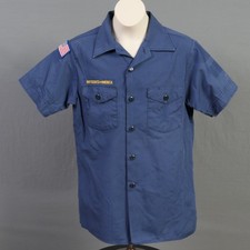 Boys Large Official BSA Boy Scout Cub Scout Short Sleeve Shirt ~ Blue     -0556 picture