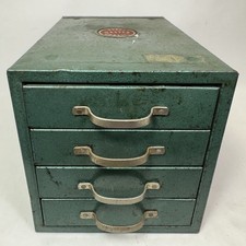Vintage Wards Master Quality Metal Parts Cabinet Tool Box 4 Drawer Organizer  picture